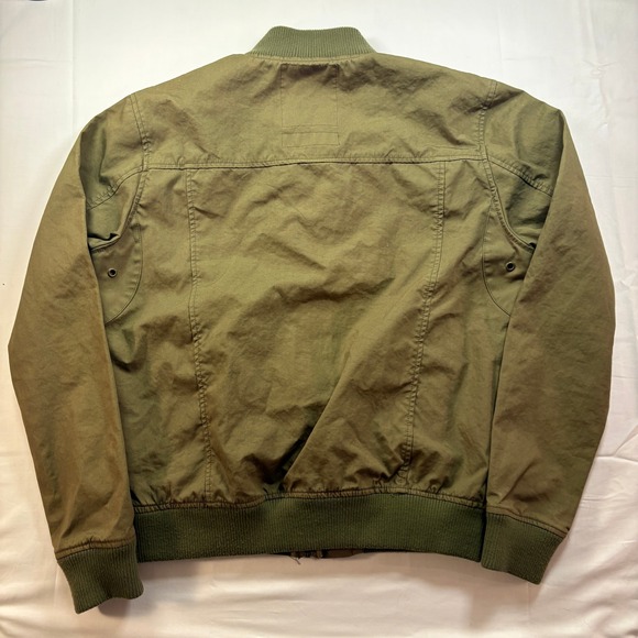 Deus Ex Machina Mens Olive Green Canvas Bomber Jacket Orange Lining Size M - Picture 7 of 7